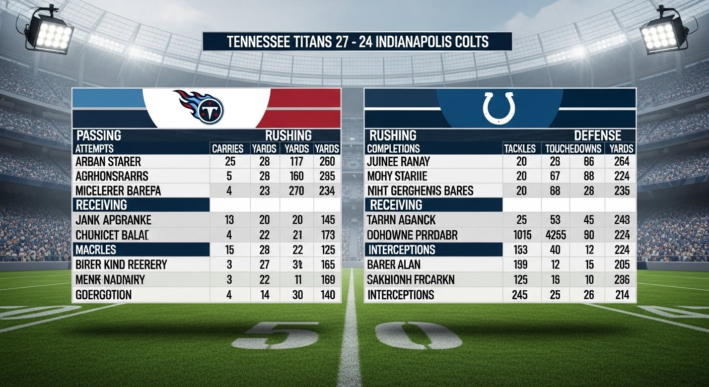 Tennessee Titans vs Colts Match Player Stats